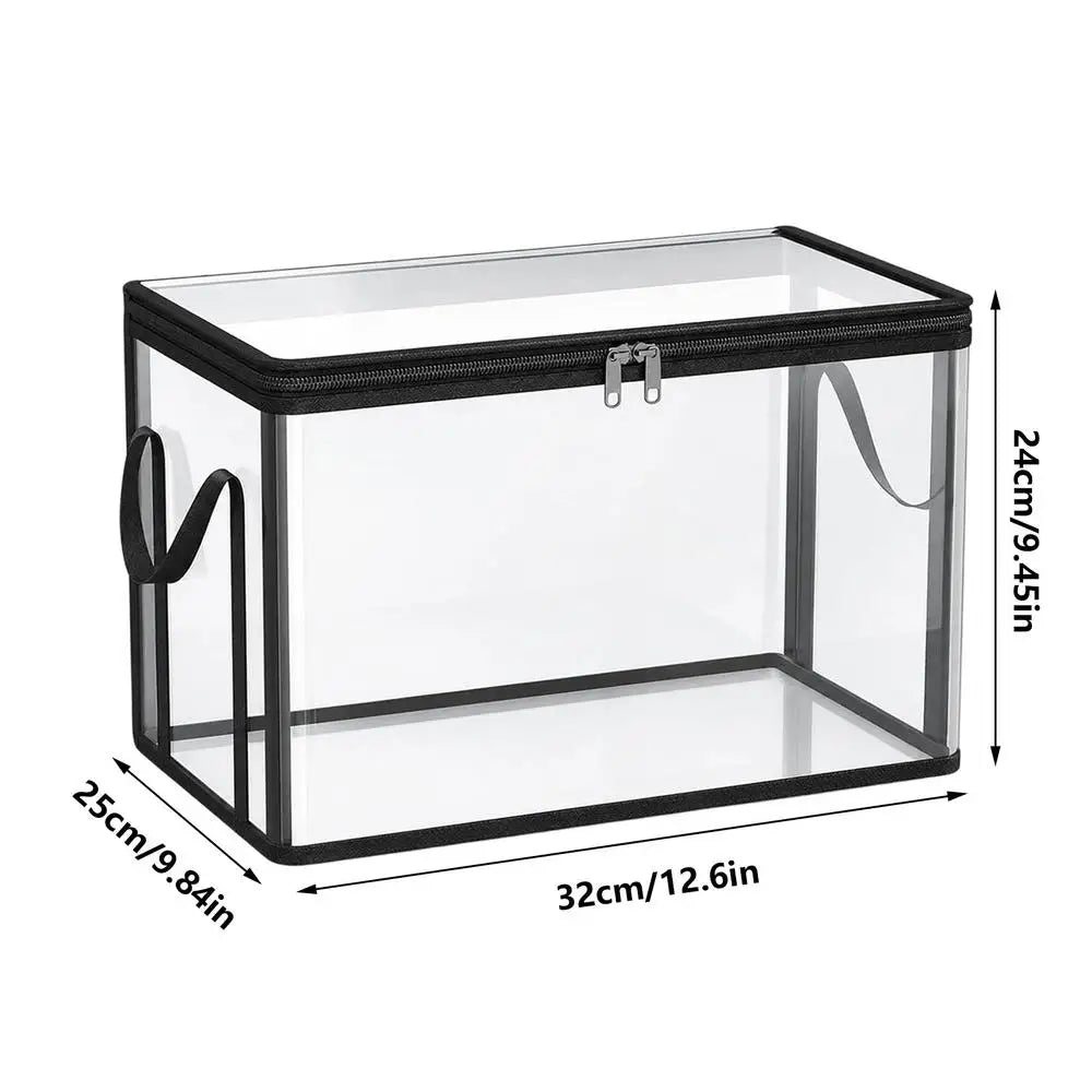 Clear Plastic Book Storage Box Large Capacity Stackable Organizer Zpaxo M