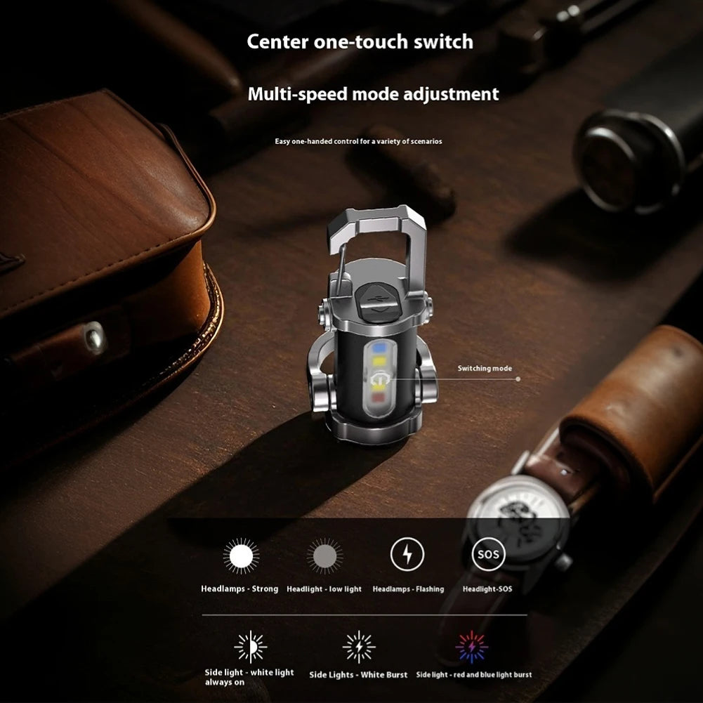 Mini Flashlight Type-c USB Rechargeable COB LED Keychain Waterproof Zpaxo
