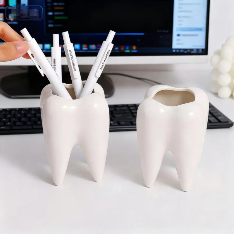 Funny Tooth-shaped Pencil Holder Desktop Pen Cup Succulent Plant Pot Zpaxo
