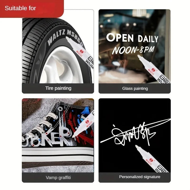 Metal White Marker Pen Alcohol Oily Waterproof Tire Graffiti Pens Zpaxo