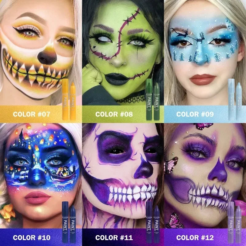 1PC Face and Body Paint Sticks - Sweatproof, Long-lasting, Matte Finish, Multi-color Suitable for Parties Zpaxo