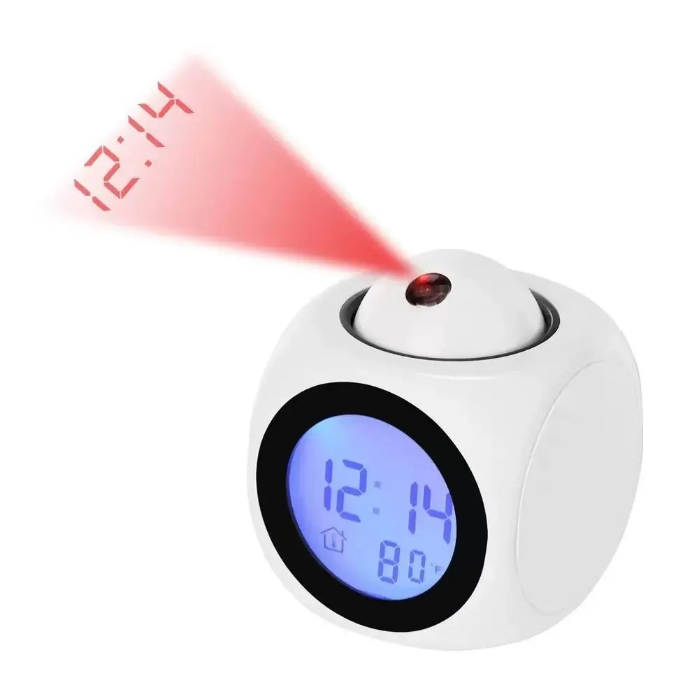Projection Alarm Clock Ceiling Display Snooze Desk Table Clock Voice Multifunction Digital Projection Clock Temperature Display Zpaxo