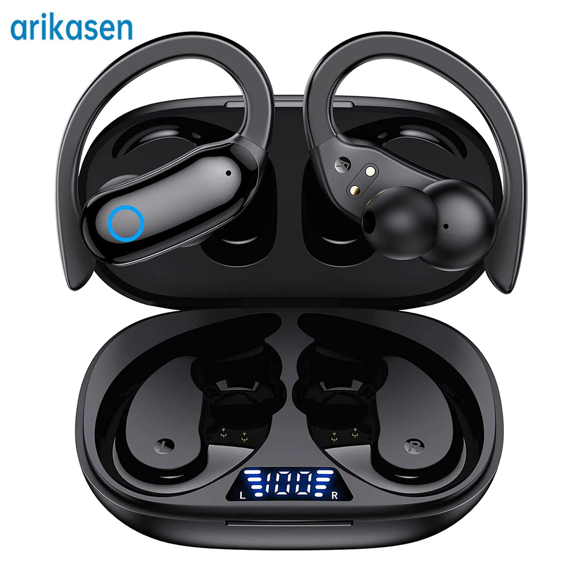 Bluetooth Headphones Wireless Earbuds Charging Case 48hrs Playtime Zpaxo black