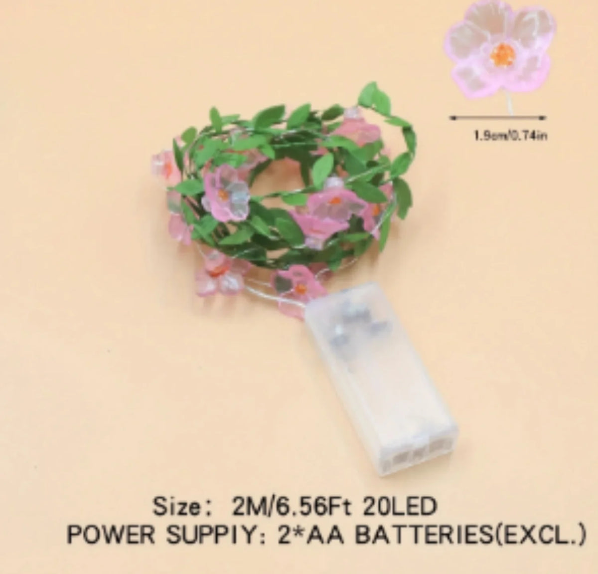 Pink LED Cherry Blossom String Lights Batteries Not Included Battery Zpaxo