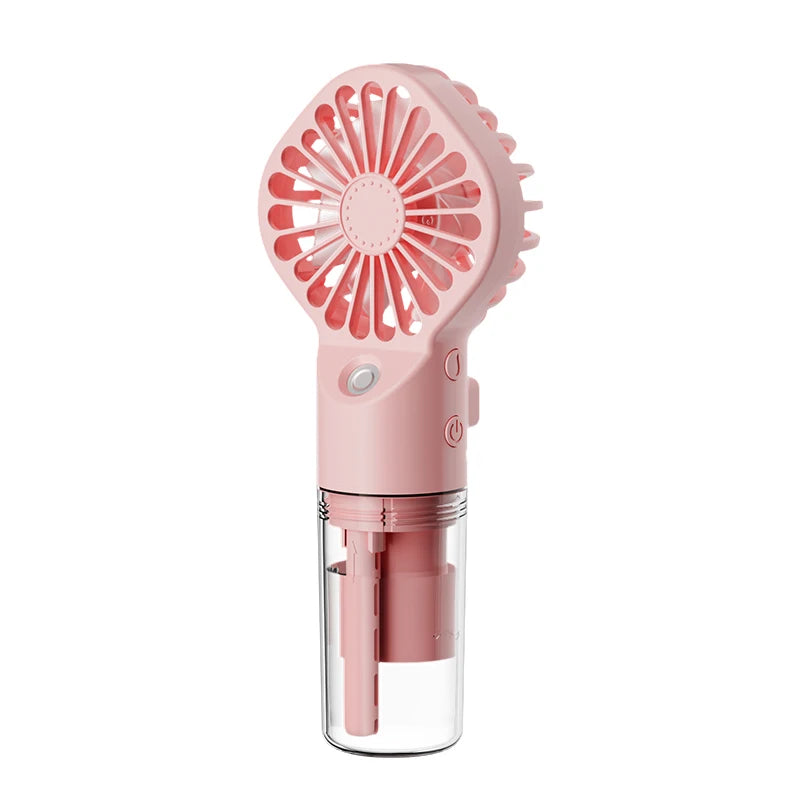 Mini Handheld Fan Portable Water Spray Mist USB Rechargeable Personal Zpaxo Pink