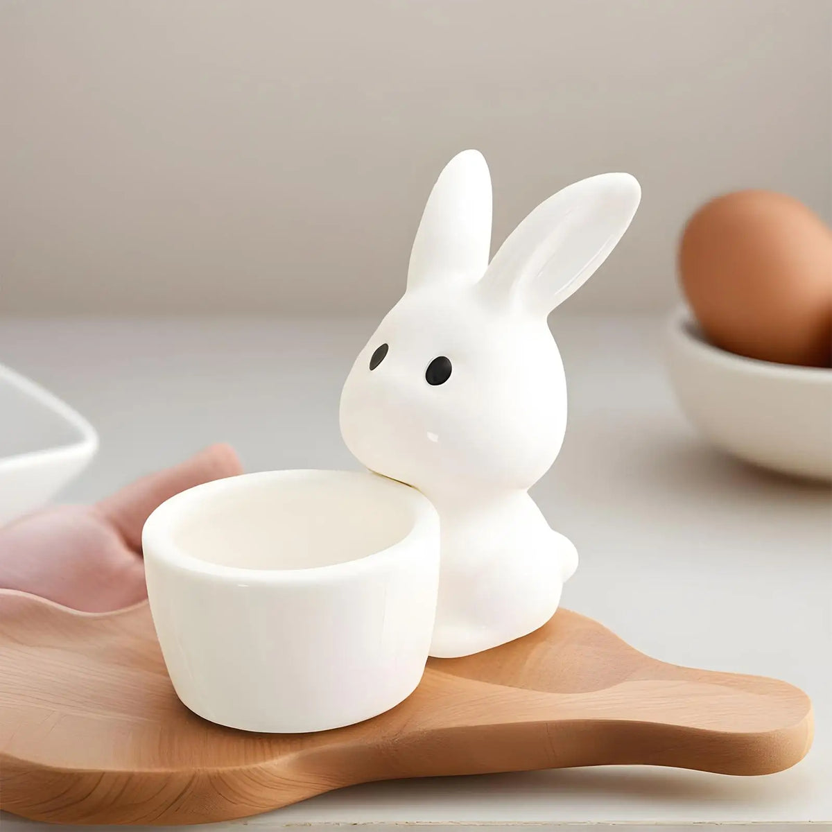Bunny Candleholder White Cute Easter Egg Stand Decor Banquet Zpaxo