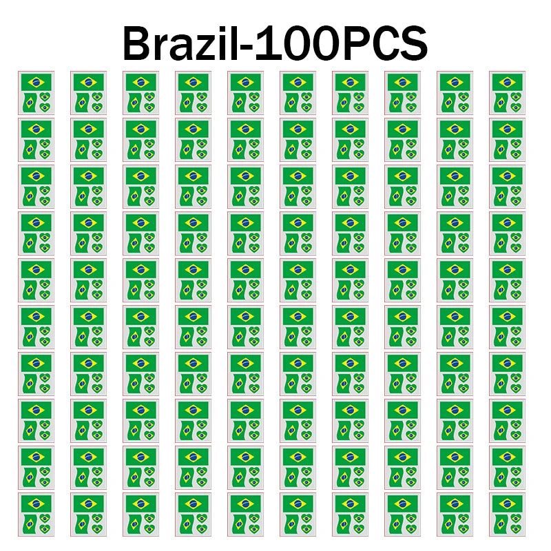 Waterproof Temporary Tattoos Soccer National Flag Series Designed Zpaxo Brazil 100PCS