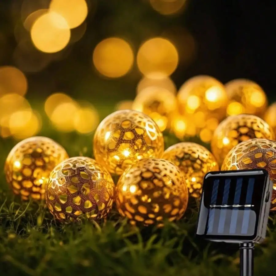 Moroccan Spherical Solar String Lights 30 20 LED Beads Multi-color Zpaxo