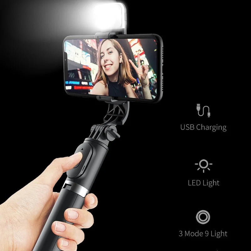 Q02 Selfie Stick Wireless Bluetooth Tripod Foldable Bracket for Xiaomi Redmi Huawei iPhone Samsung Smartphone Android iOS Holder Zpaxo