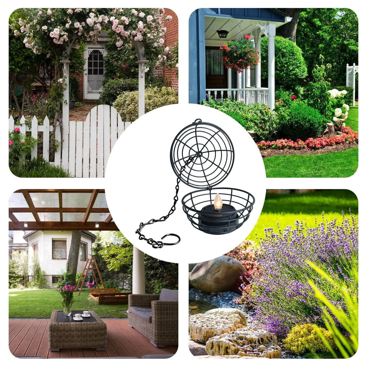 Solar Tealight Candle Outdoor Decorative Ball Cage Holder Powered Zpaxo