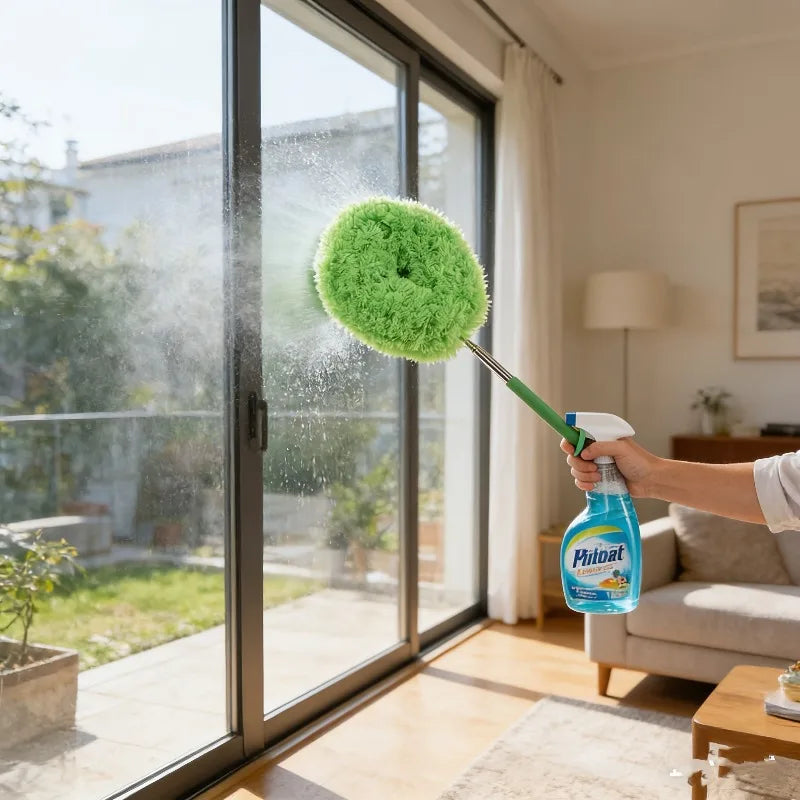 Retractable Ceiling Fan Duster Sliding Lock Detachable Brush&feather Zpaxo