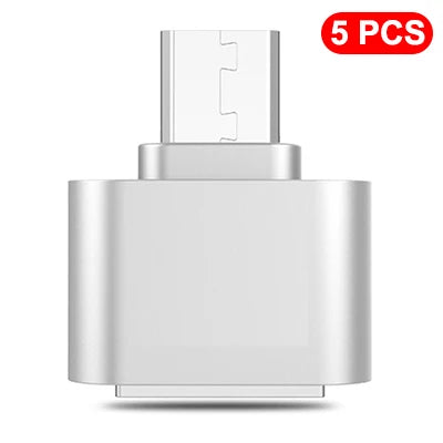 1/5Pcs USB To Type C Adapter 3.0 Male OTG Female For Mobile Phone Tablet OTG Connector Accessories Mobile Adapter Set Small Size Zpaxo 5PCS-Silvery