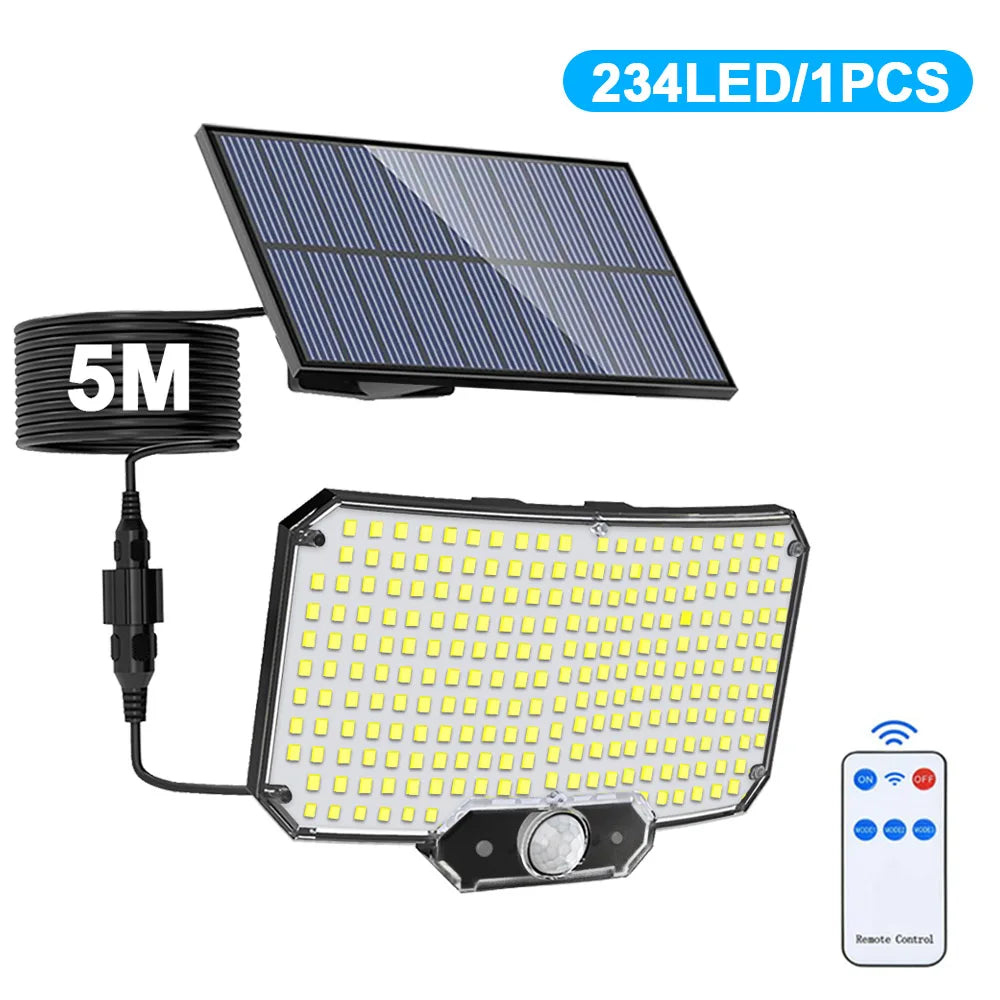 Solar Lights 234LED Solar Security Lights Outdoor Garden Motion Sensor 3 Modes Waterproof Split Solar Flood Wall Lights Garage Zpaxo 234 LED