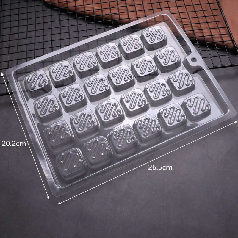 1Pc Transparent PET Chocolate Mold Jelly Candy Love Square Round Flower Creative Kitchen Dessert Pastry DIY Baking Tool Zpaxo Square