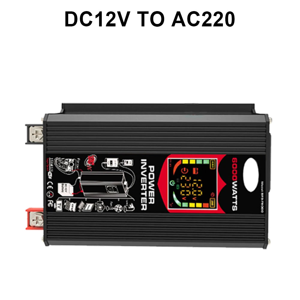 SOECOPO 6000W Solar System DC12V to AC110V 220V 100A MPPT Controller 300W Panel Inverter for Home RV Camping Power Backup CE FCC Zpaxo only Inverter 220V