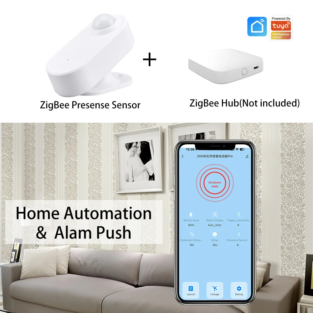 ZigBee 24G MmWave Radar Human Presence Sensor Motion Movement Occupancy Detector Battery Powered Tuya Smart Life Home Automation Zpaxo