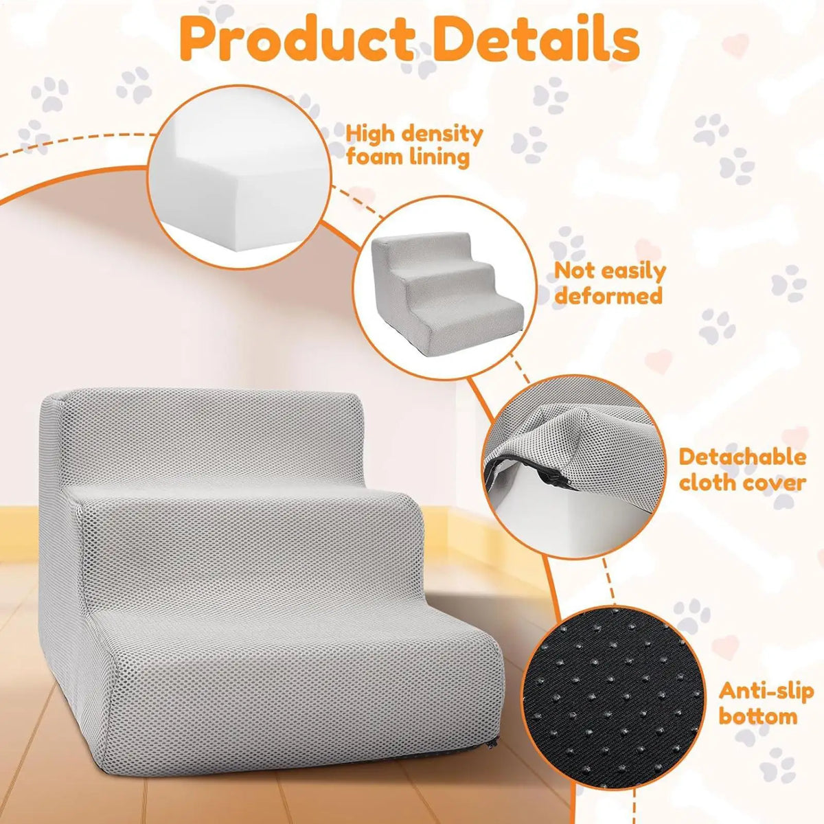 Dog Stairs Washable Puppy Ladder Automotive Cat Steps Pet Parents Zpaxo