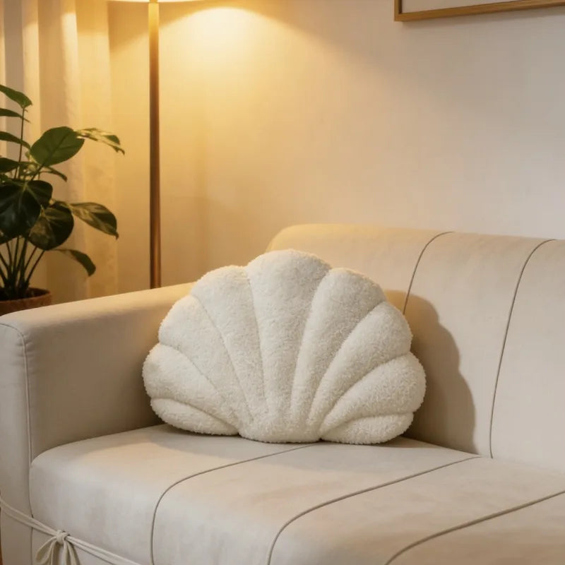 4 Colors Shell Shaped Plush Pillow Adorable Fluffy Throw Cushion Bed Zpaxo