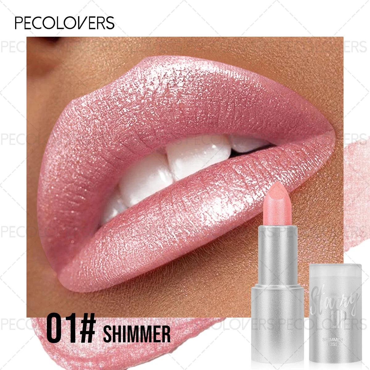 Moisturizing Pearlescent Shimmer Lipstick Glittering Purple Pink Zpaxo 01