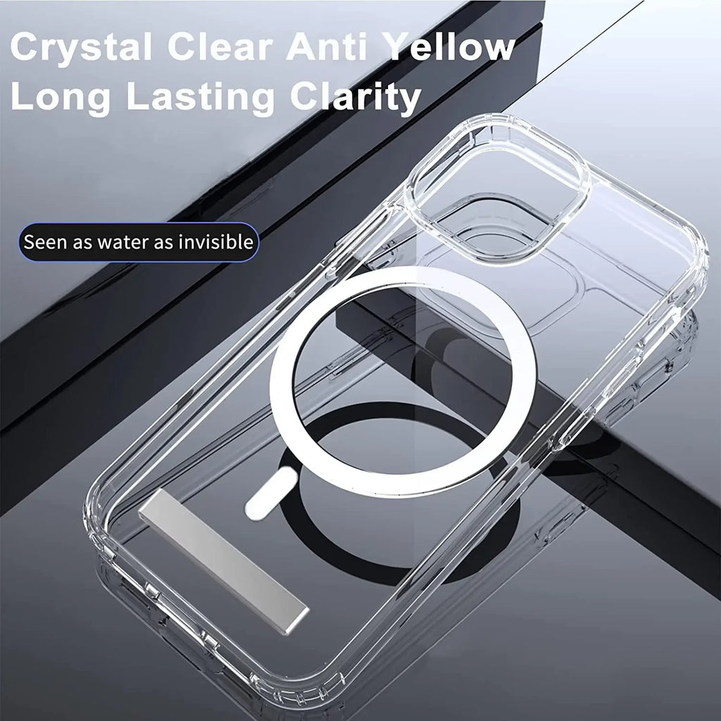 Clear Magnetic Phone Case Kickstand Iphone 17 Max Air 16 15 14 13 12 Zpaxo