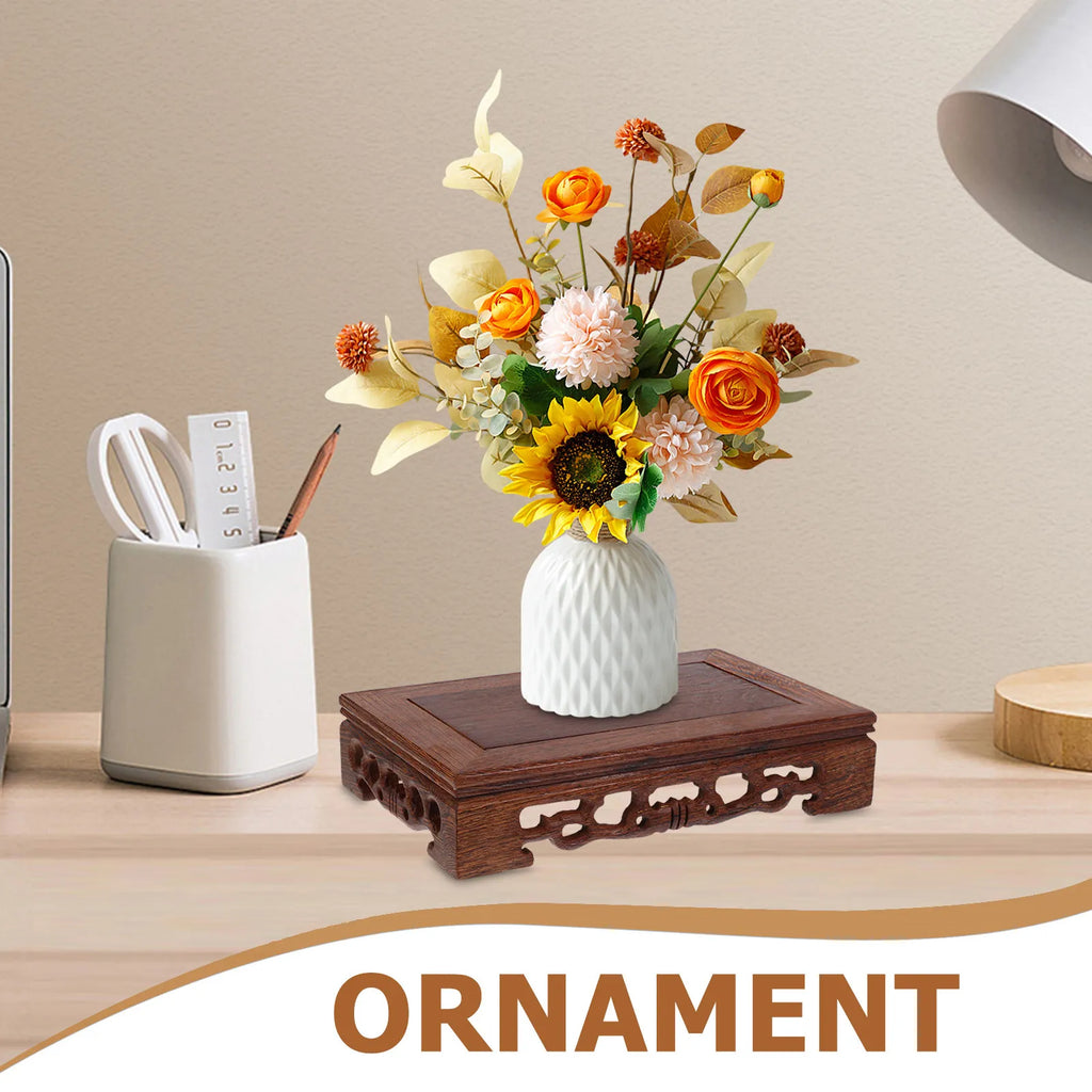 Wood Display Pedestal Rectangular Solid Base Ornament Vase Stone Zpaxo