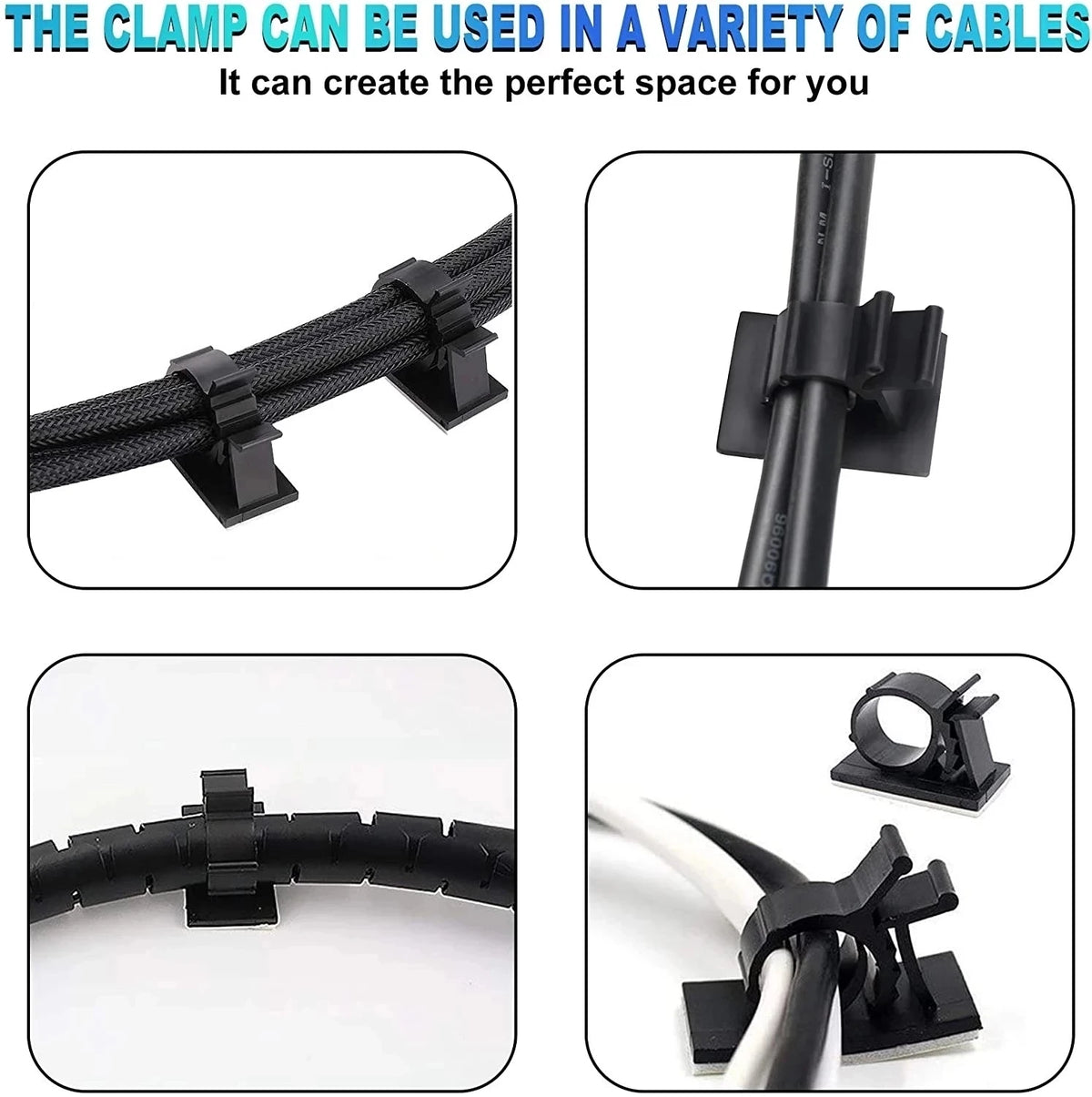 10pcs Adjustable Self-Adhesive USB Cable Organizer Clips Wire Ties Mounts Clamp Clip Organizer Desk Cable Cord Management Holder Zpaxo