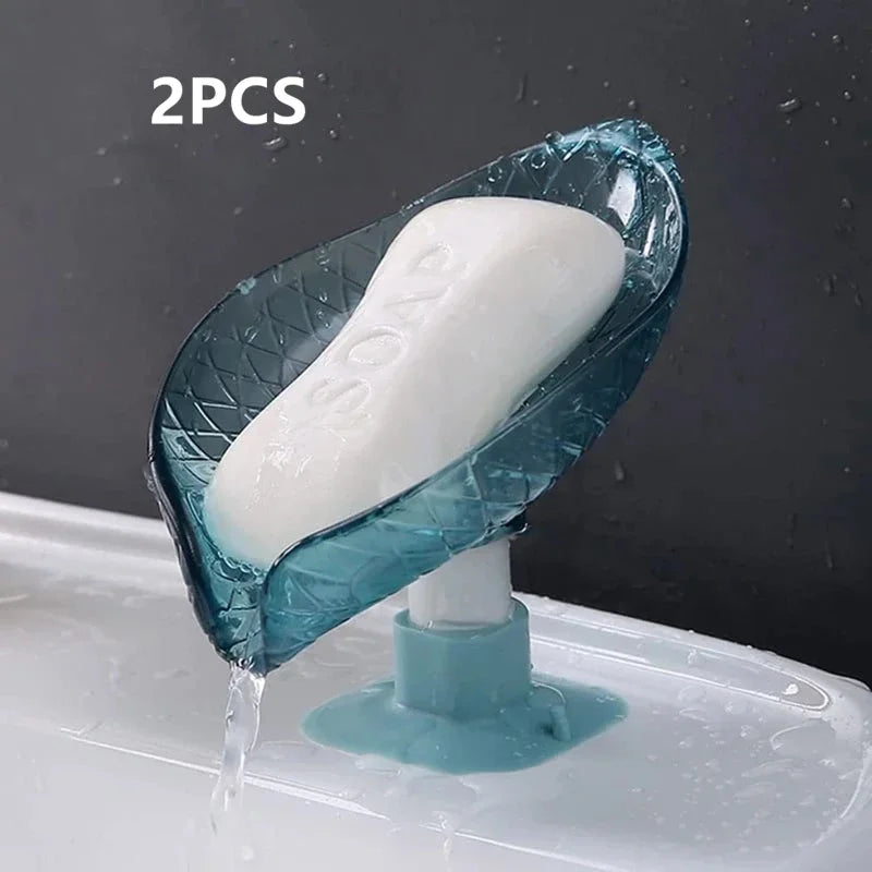 Leaf Design Drain Soap Box Suction Cup Decorative Plastic Self Zpaxo