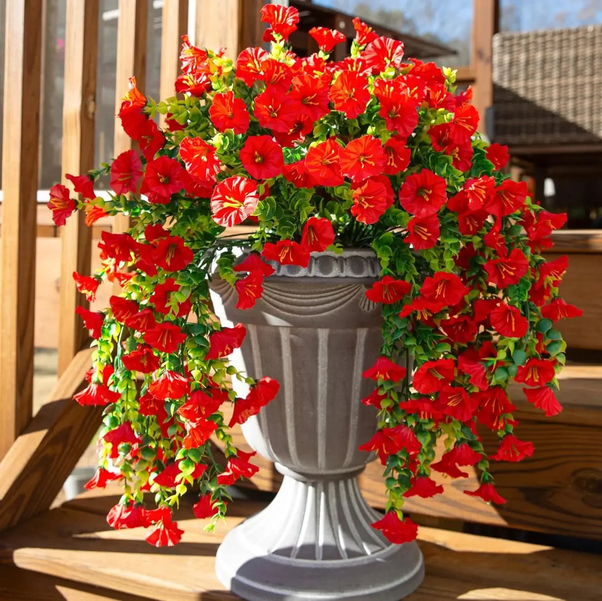 Artificial Hanging Flowers Plants Silk Morning Glory Eucalyptus Zpaxo