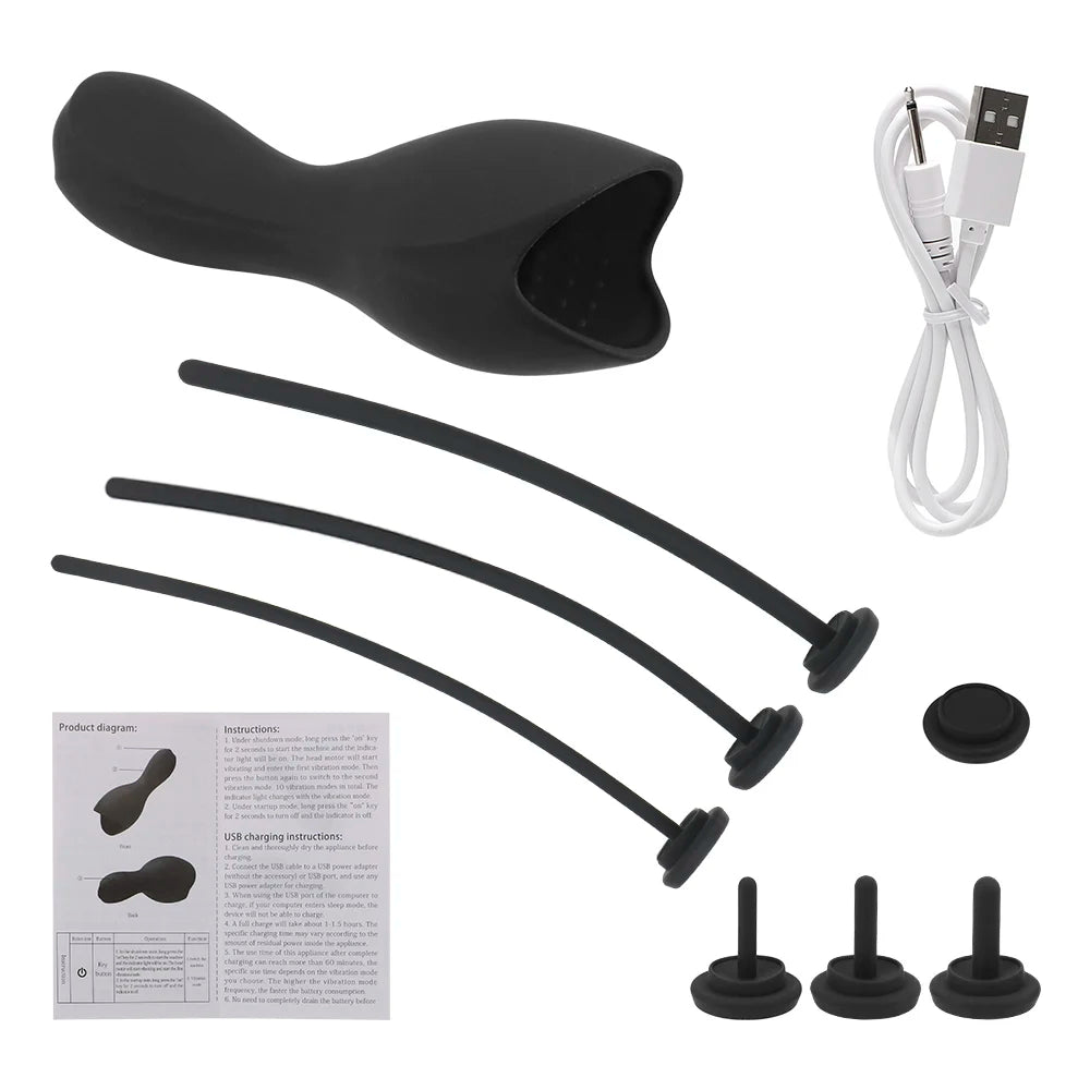 Urethra Expansion Stimulator Male Penis Pump Vibrator Plug 10 Zpaxo black