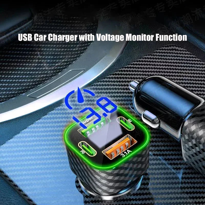 UYUXIO Dual USB C Car Charger Voltage Display Fast Charging Adapter 1 Zpaxo