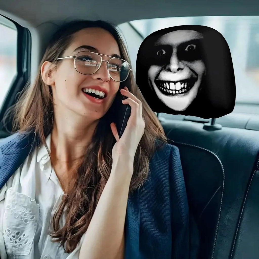 Horror Theme Printed Pattern Car Headrest Protective Cover Zpaxo