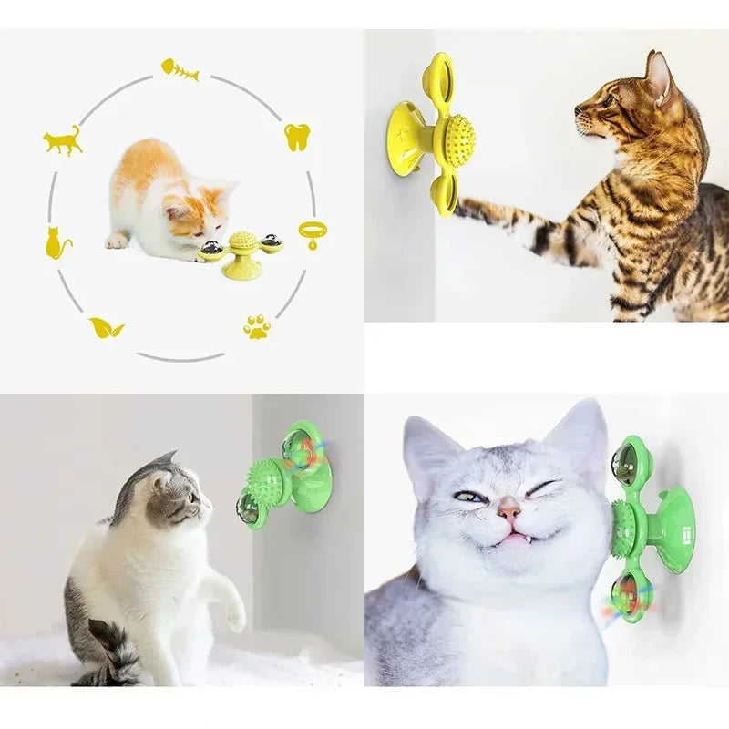 Windmill Cat Toy Interactive Pet Toys Cats Puzzle Game Whirligig Zpaxo