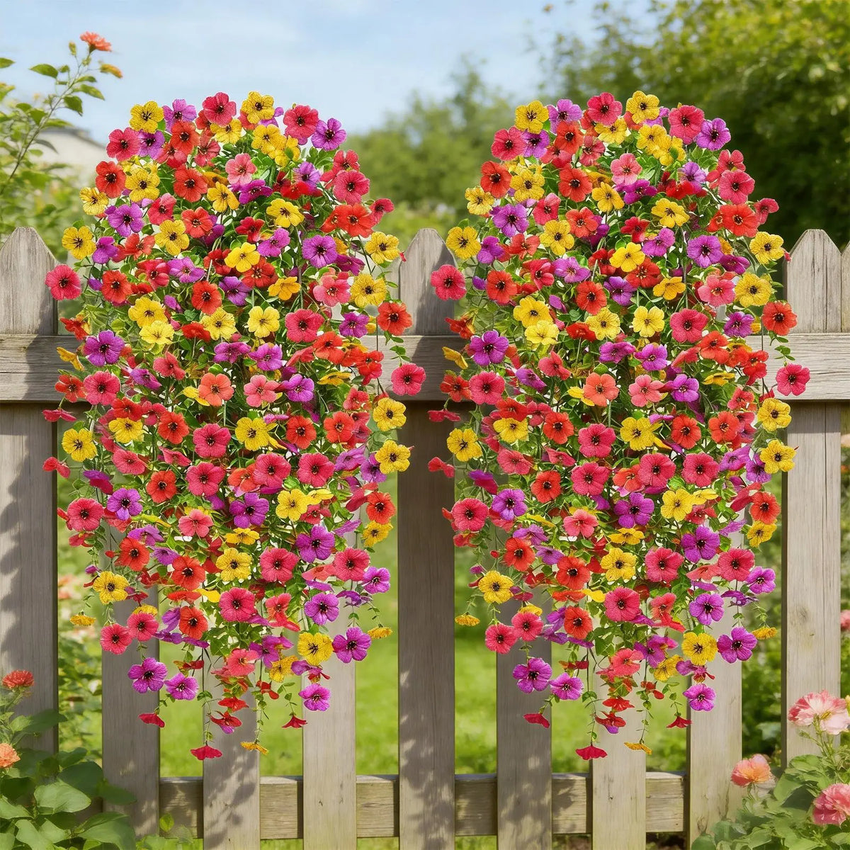 Artificial Hanger Flowers 2 UV Resistant Silk Plants Outdoor Spring Zpaxo
