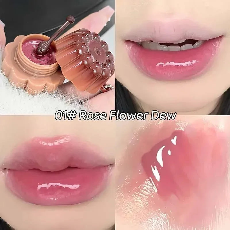 Jelly Solid Water Mirror Lip Gloss Shine Plumping Balm Light Red Zpaxo