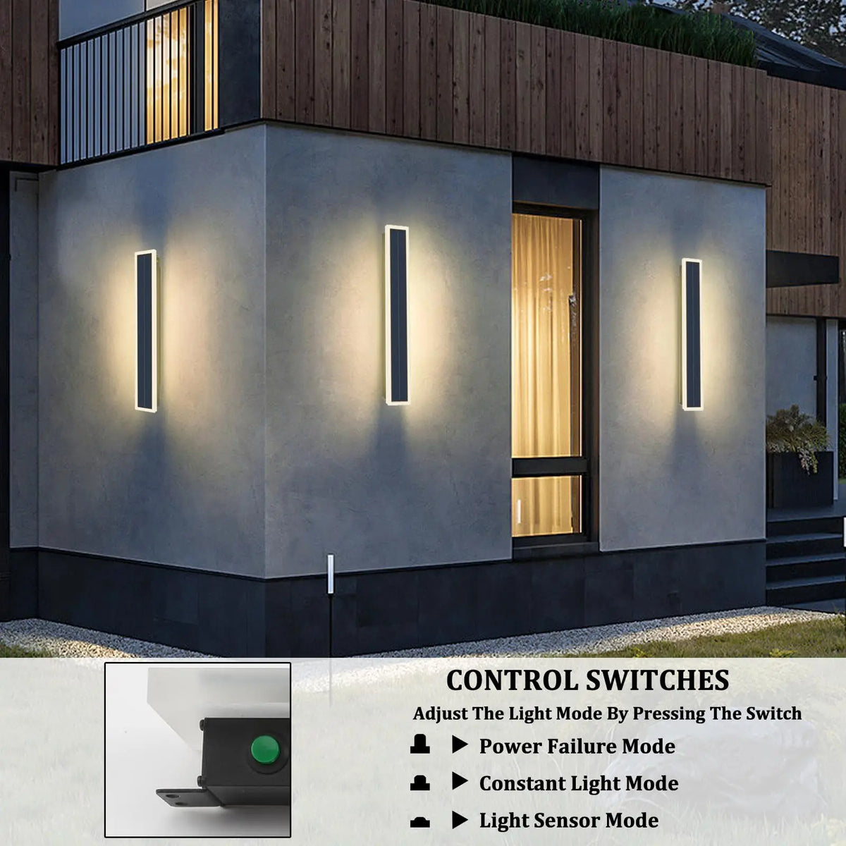 Solar Wall Lights Outside Door 20W Waterproof Acrylic Lampshade Zpaxo