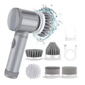 Electric Spin Scrubber Cordless 5 Replaceable Brush Heads Cleaning Zpaxo Grey 5in1