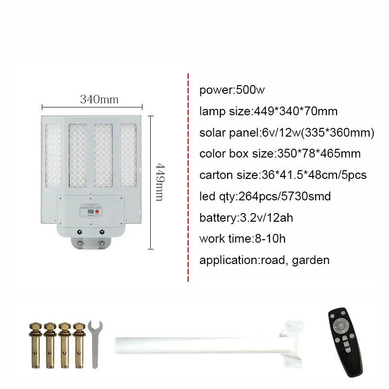 Outdoor Solar Street Lights Sensor Waterproof IP66 Dusk Dawn LED Zpaxo 500W-Gray 1 China Mainland