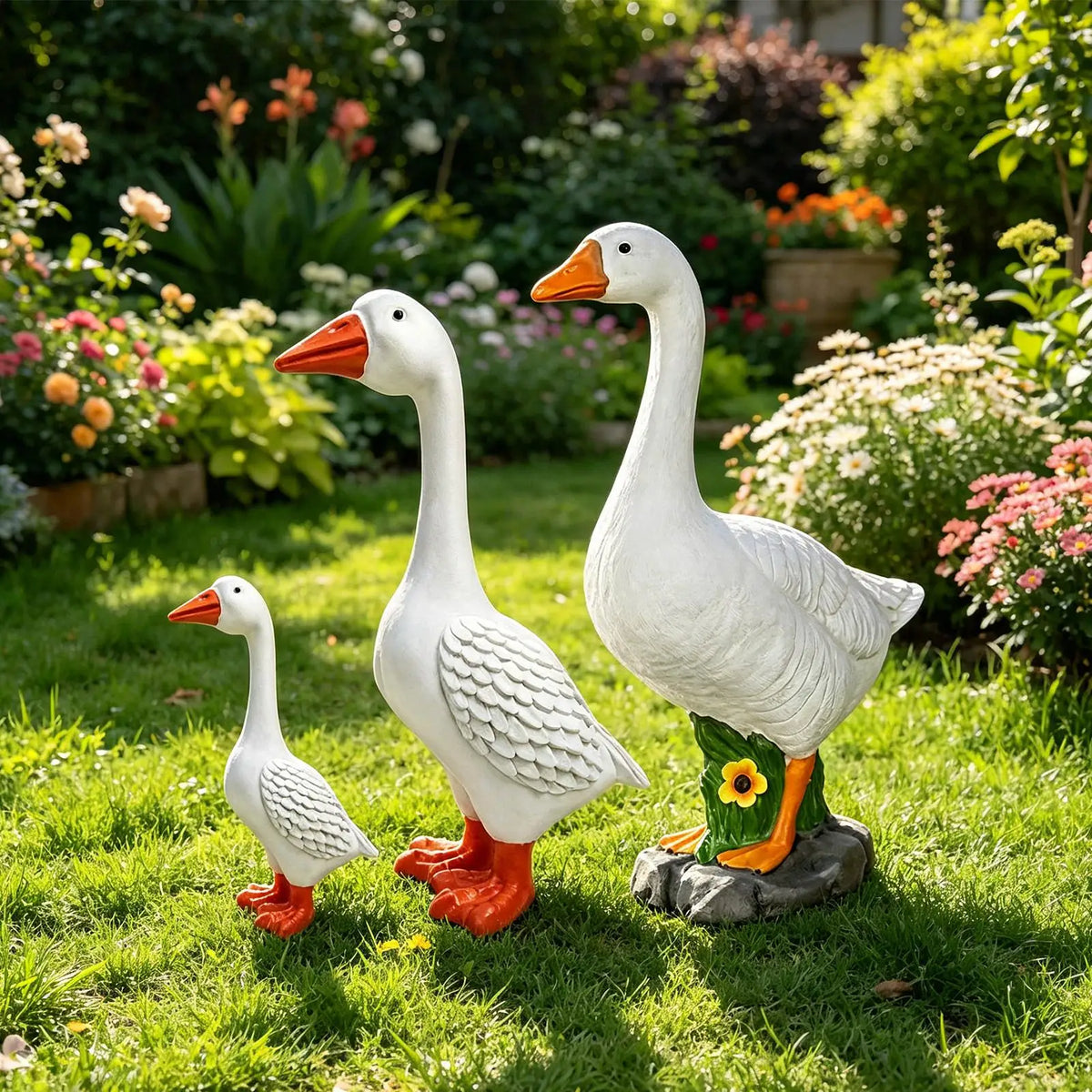 Large Realistic Goose Statue Resin All-weather Cement Texture Lawn Zpaxo