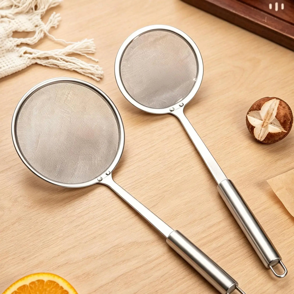 2 Fat Skimmer Spoon Fine Mesh Strainer Long Handle Oil Filter Pot Zpaxo