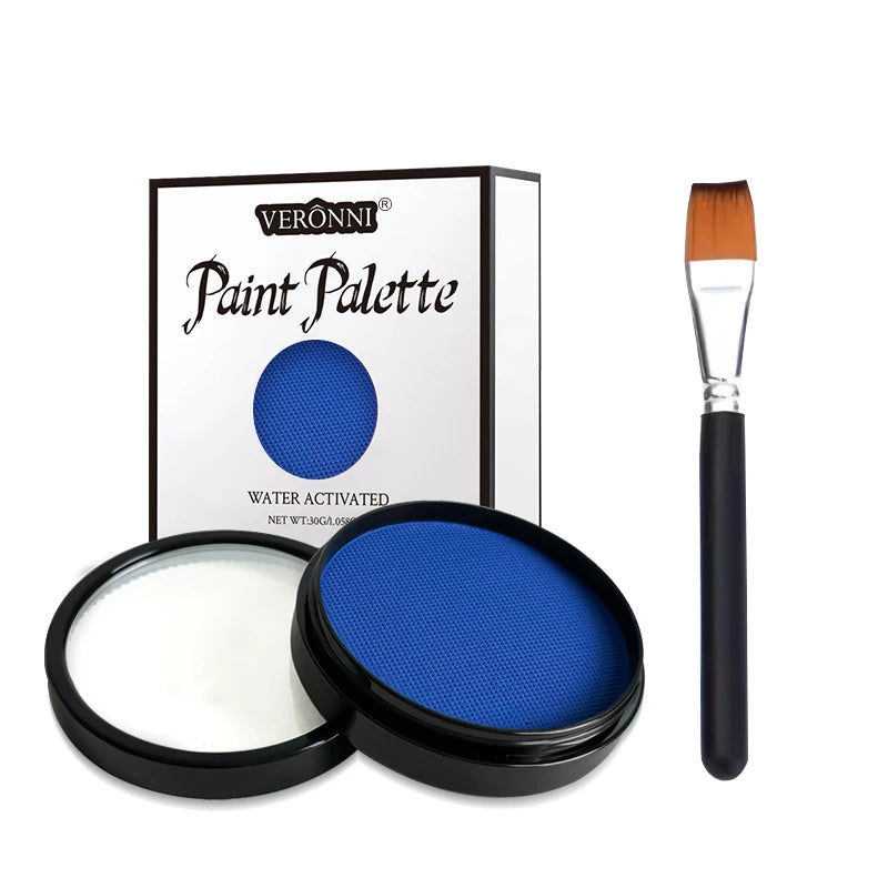 30g Face Paint Kit,Water Activated Monochromatic Face Body Painting Makeup Palette Cosplay Paint Palette SFX Joker Zombie Makeup Zpaxo 2pcs-blue