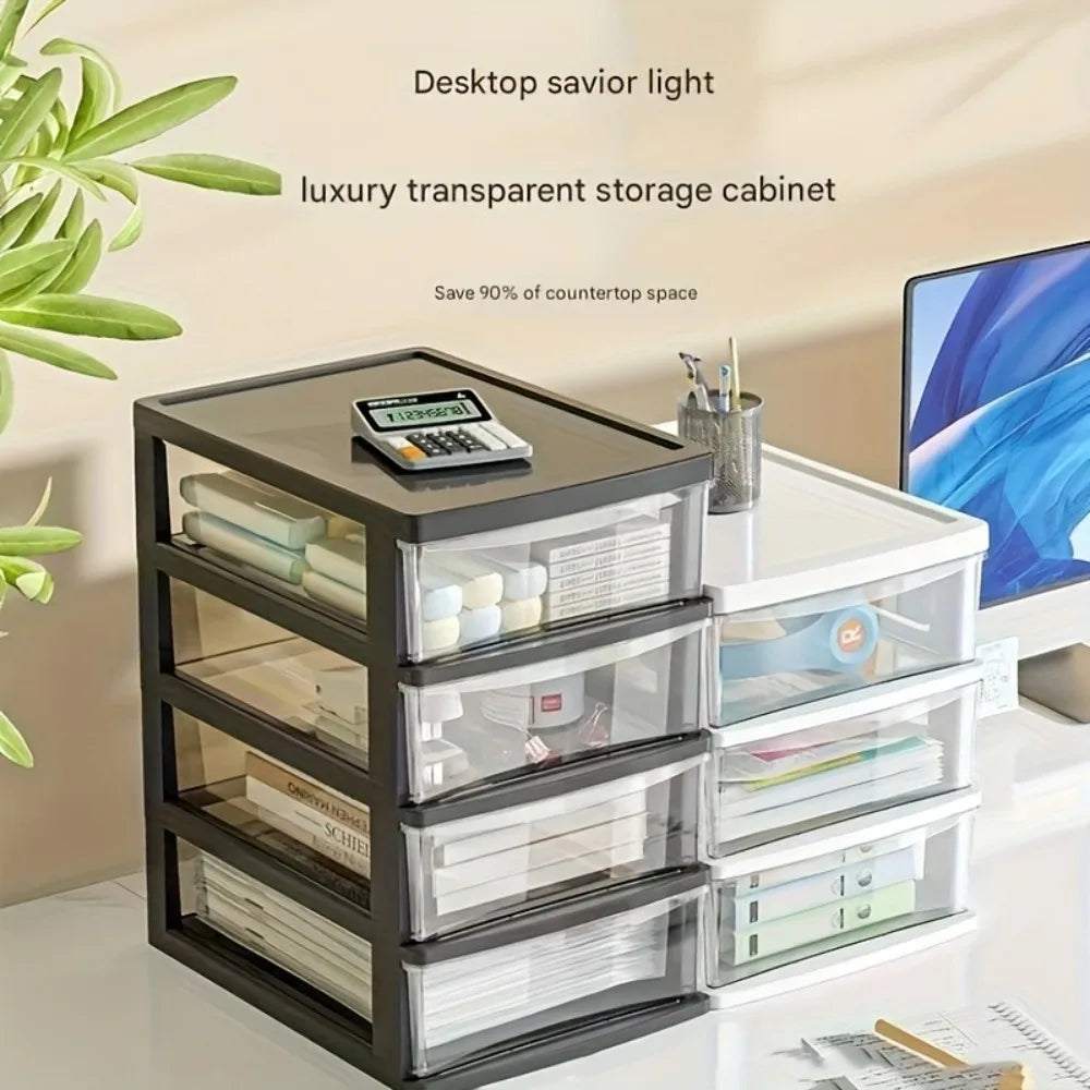 4 Layer Transparent Desktop Storage Box Suitable Organizing Office Zpaxo