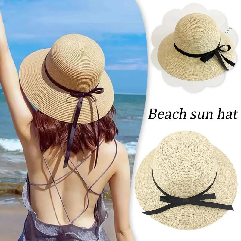 Women's UPF 50+ Foldable Straw Hat Wide Brim Sun Protection Beach Zpaxo