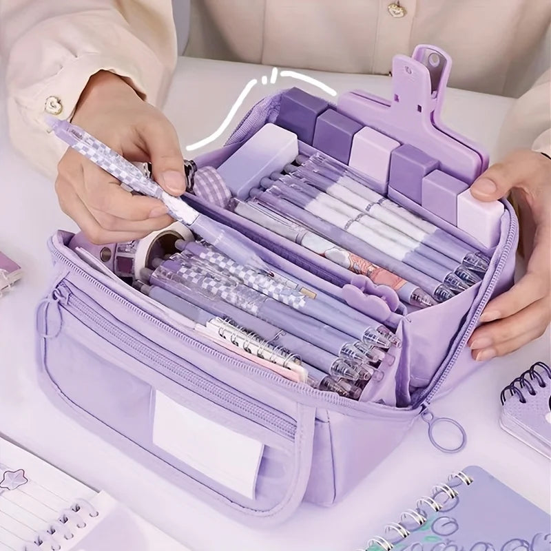 Large Capacity Pencil Case Durable Versatile Tabletop Storage Box Zpaxo