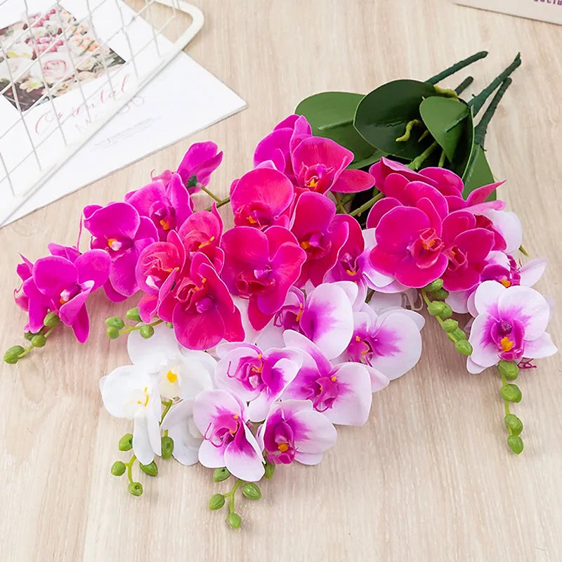 1 Artificial Silk Orchid Flowers Lifelike Real Touch Phalaenopsis Zpaxo