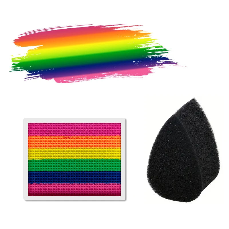 Palette Rainbow Stripe Paint Water Based Face Body Halloween Cosplay Zpaxo 2pcs-11