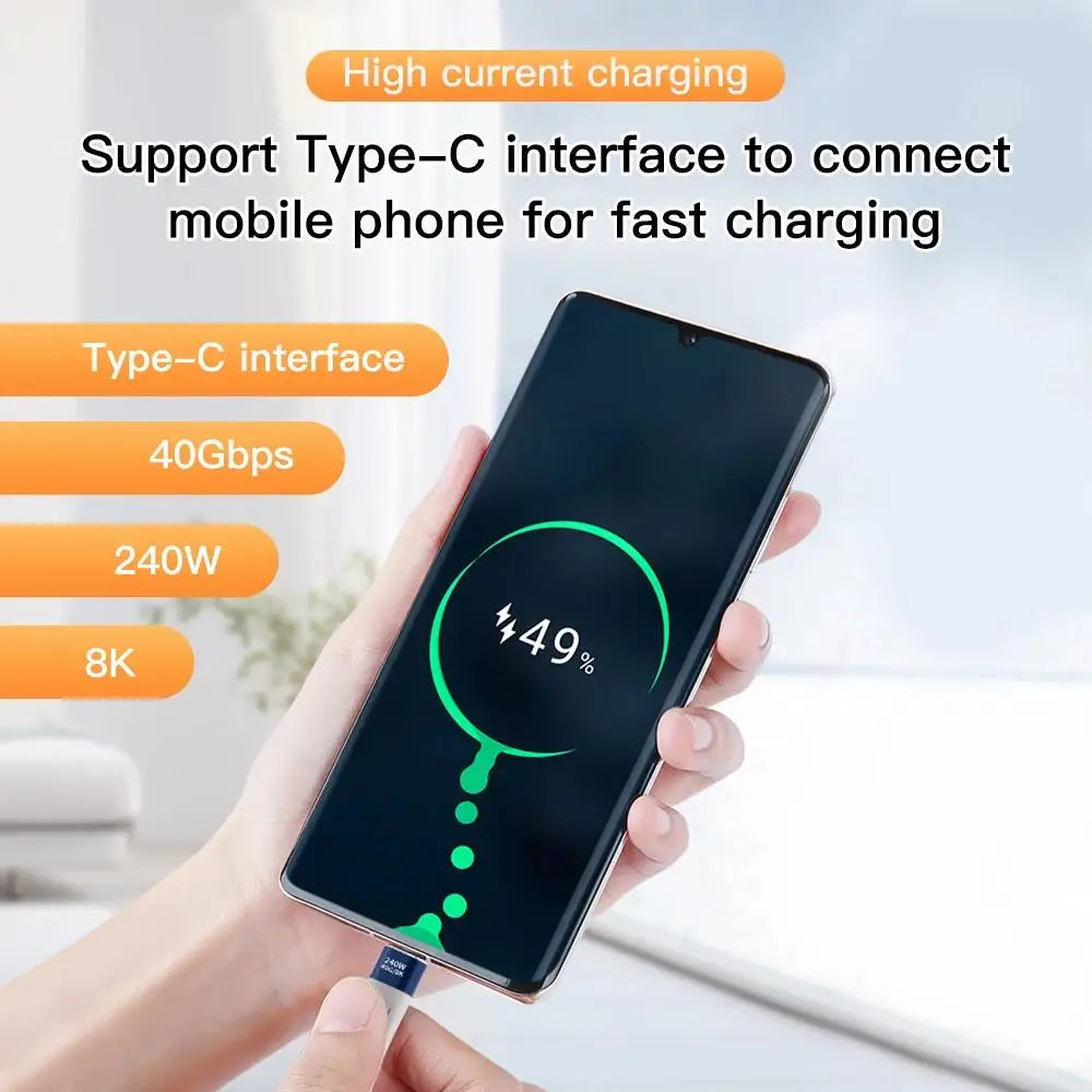 USB4.0 Data Cable 40Gbps USB C to Type C Short Cable PD 240W Gen3 8K@60Hz Cabel for Samsung Xiaomi Thunderbolt 3 Power Bank Cord Zpaxo