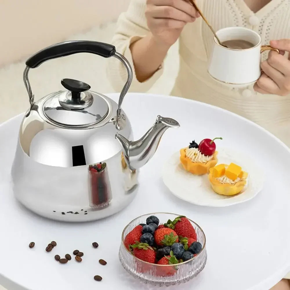 Stainless Steel Whistling Teakettle Fast Heating Base Large Capacity Zpaxo