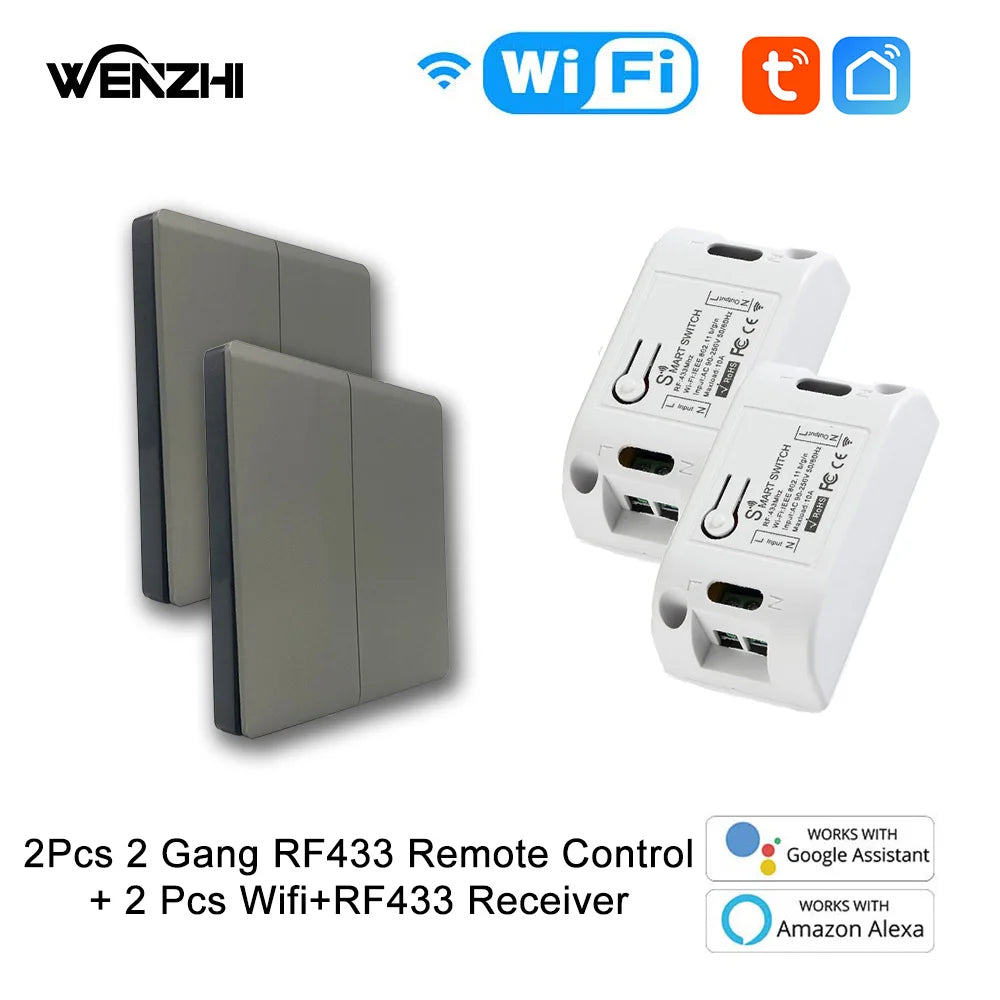 Wifi RF 433 Mhz DIY Light Switch Module Receiver Relay 86 Portable Wireless Remote Control Tuya Smart Life Alexa Google Home Zpaxo 2Switch2 receiver2 China Mainland