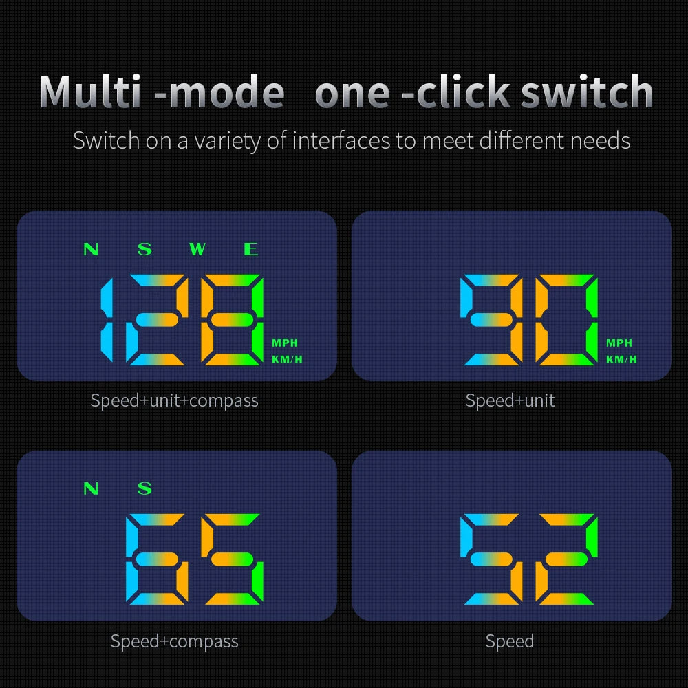 Car Head Up Display W2S HUD Digital GPS Speedometer MPH Overspeed Zpaxo
