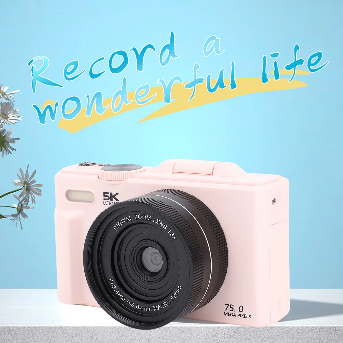 Wifi 75MP Vlog Camera Multifunctional Lightweight 18X Digital Zoom Zpaxo
